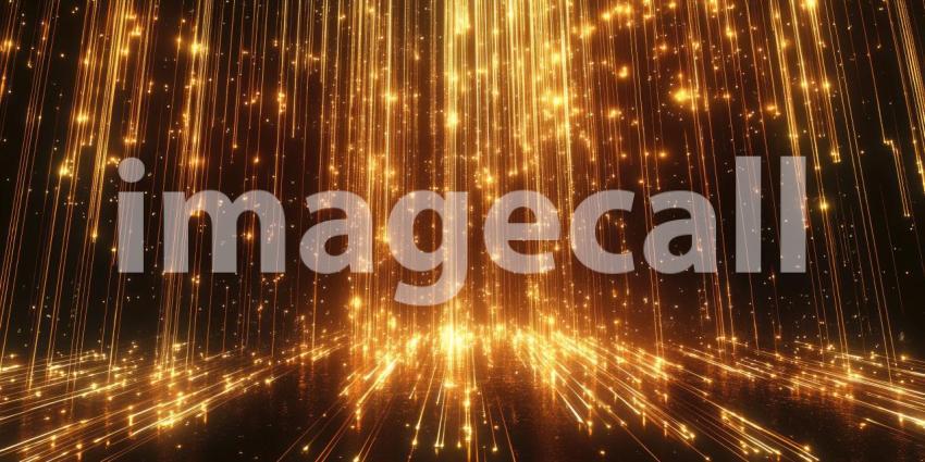 A mesmerizing cascade of golden light descends, creating a dazzling spectacle that evokes a sense of wonder and celebration