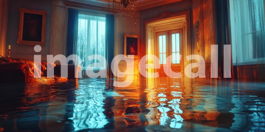 Water Woes: A bedroom flooded with water, a stark reminder of the devastation and disruption that can be caused by water damage