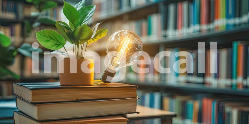 A globe, a symbol of exploration and discovery, rests atop a stack of books, surrounded by lush greenery, representing the power of education to broaden horizons and foster a deeper understanding of our planet