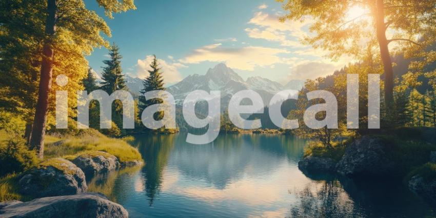 A sun-drenched mountain vista beckons with a winding path leading through a vibrant meadow, inviting you to embark on a journey of tranquility and exploration