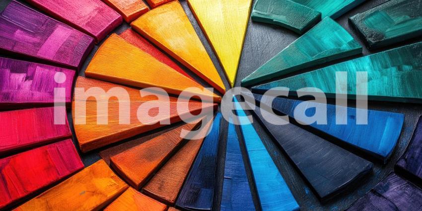 A vibrant pie chart, painted in a rainbow of colors, floats serenely on the water, symbolizing the diverse opportunities and potential outcomes that lie ahead