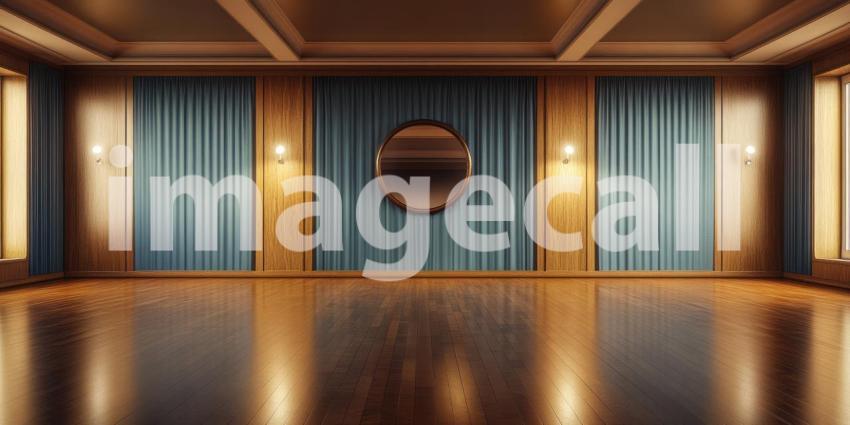 This spacious and sunlit room, adorned with lush greenery and a large circular mirror, exudes an aura of peace and serenity, inviting moments of relaxation and rejuvenation