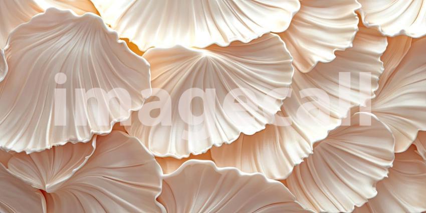 A mesmerizing abstract composition of swirling, petal-like forms, bathed in warm light, creates a sense of wonder and invites contemplation