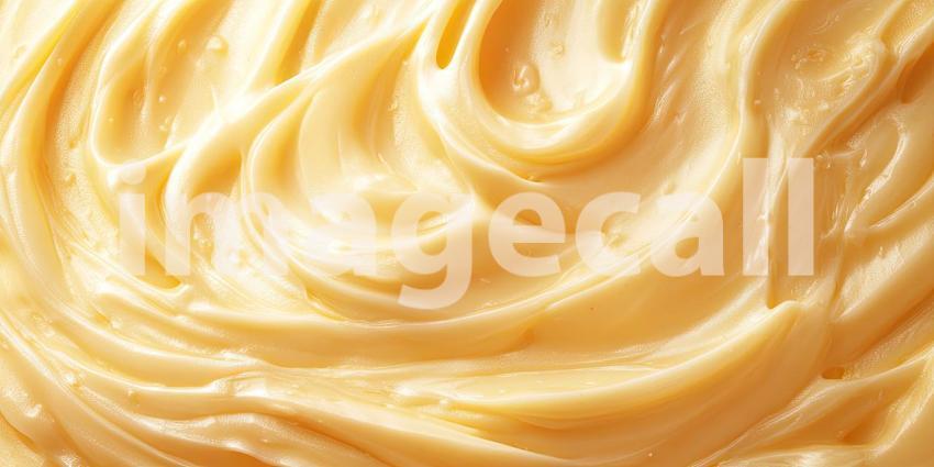 Creamy Swirls: A close-up of smooth, pale yellow frosting, swirling and inviting you to dive in