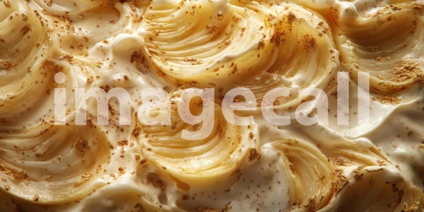 Creamy Swirls: A close-up of smooth, pale yellow frosting, swirling and inviting you to dive in