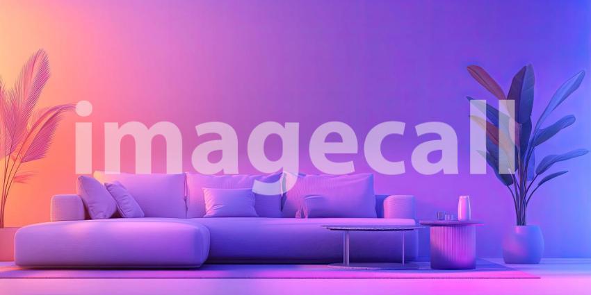 A living room bathed in a mesmerizing spectrum of colors, thanks to dynamic LED lighting, creating a captivating and personalized atmosphere