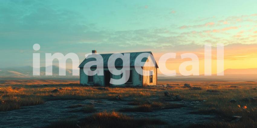 A majestic mountain peak, bathed in the vibrant hues of a breathtaking sunset, overlooks a picturesque village nestled amidst the dramatic Himalayan landscape