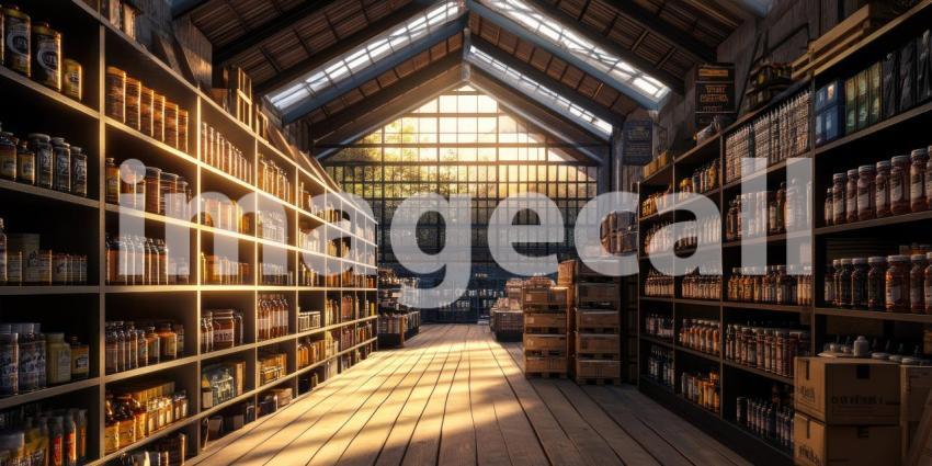 A vast warehouse, filled with rows of neatly stacked boxes, stands ready to fulfill orders and connect businesses with their customers