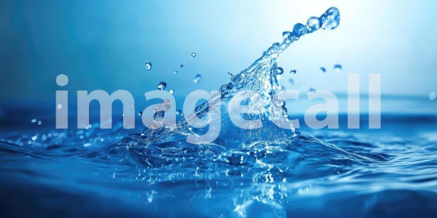 A dynamic wave of water erupts, sending a cascade of droplets into the air, capturing the energy and fluidity of this essential element