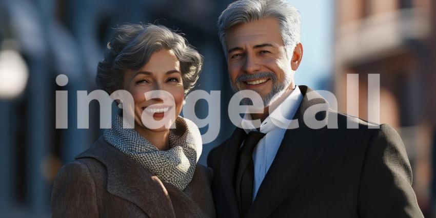 Two Individuals Walking Outdoors in Urban Setting: Late Afternoon or Early Evening with Warm, Golden Hue, Person on the Left Wearing Light-Colored Blazer Over Sweater and Shirt