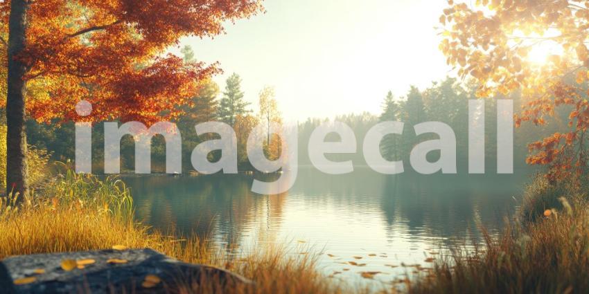 A path through a forest ablaze with autumn colors, where leaves dance in the gentle breeze, creating a scene of tranquility and seasonal beauty