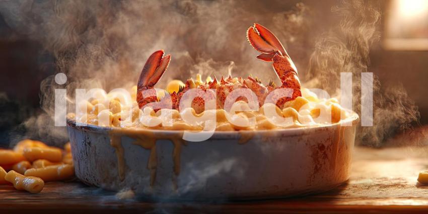 Lobster Mac and Cheese, a decadent dish where tender lobster meat mingles with creamy, cheesy macaroni, creating a symphony of flavors and textures