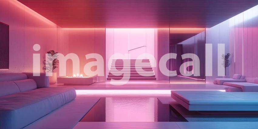 This vibrant living room, awash in shades of pink and yellow, offers a playful and cheerful atmosphere, inviting relaxation and imaginative play