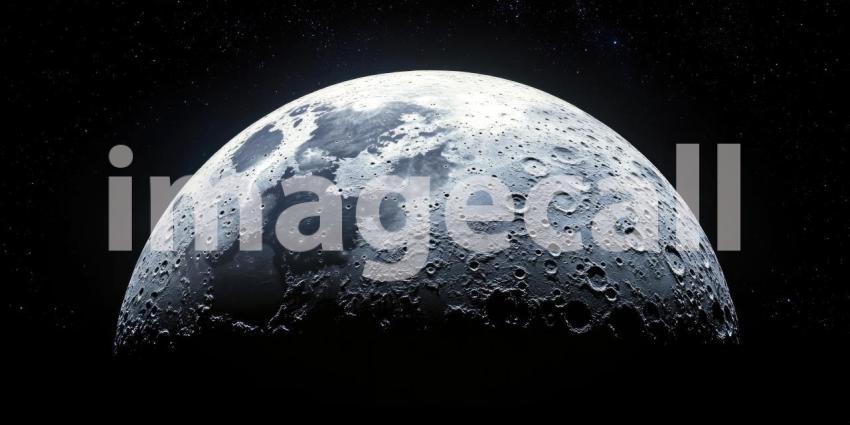 A colossal moon looms over a desolate, yet breathtaking landscape, casting a surreal glow on a vast, still lake, hinting at the mysteries and wonders that lie beyond our own world