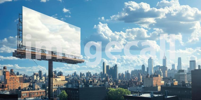 A large billboard stands tall against a vibrant sunset sky, its blank surface a canvas for creativity and limitless possibilities