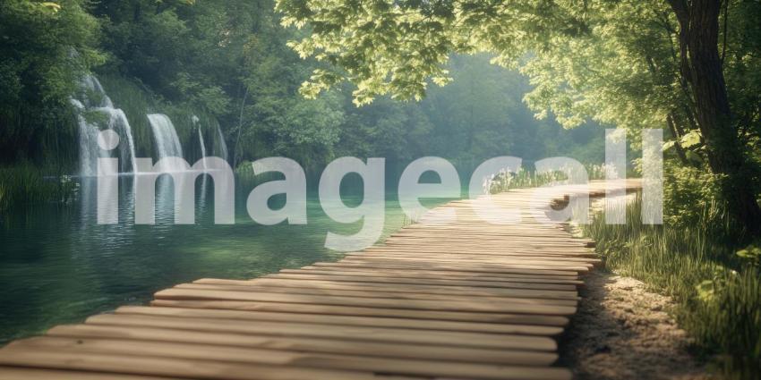 Immerse yourself in the breathtaking beauty of Plitvice Lakes National Park with this immersive 360 view. Crystal-clear turquoise waters cascade through lush forests