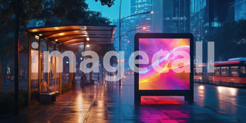 A large, blank billboard stands tall against a breathtaking sunset, its vast surface a canvas for imagination and the possibilities of visual storytelling