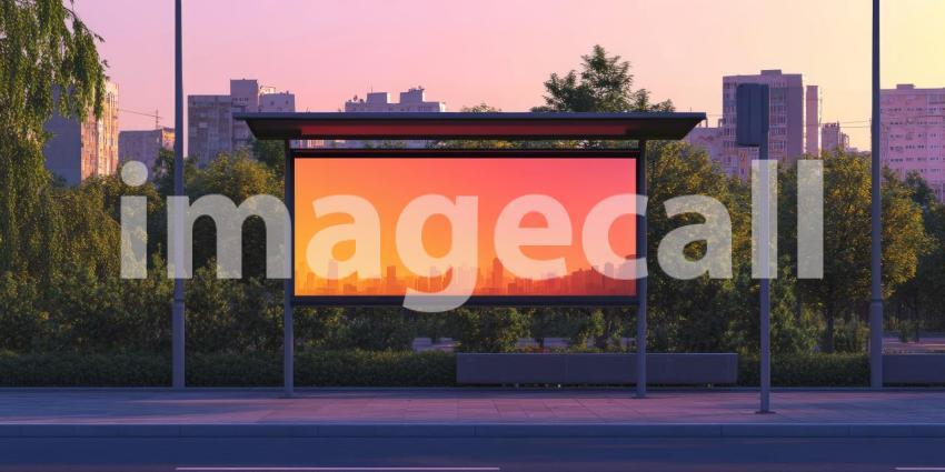 A large, blank billboard stands tall against a breathtaking sunset, its vast surface a canvas for imagination and the possibilities of visual storytelling