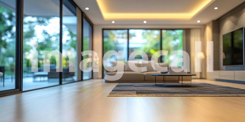 A warm ray of sunlight streams through a window, illuminating a cozy living room, where a potted plant sits on a coffee table, adding a touch of nature to the space