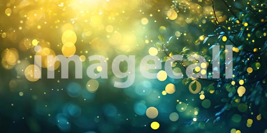 A mesmerizing display of shimmering golden particles dancing against a deep blue backdrop, creating a scene of ethereal beauty and wonder