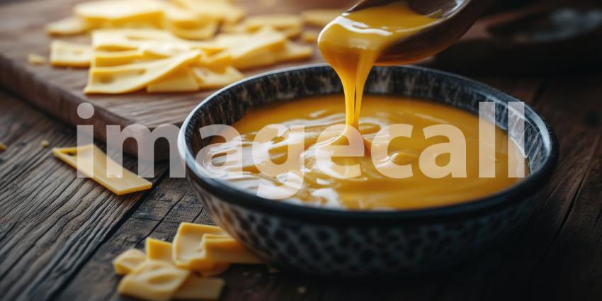 A bowl of smooth, golden cheese sauce, garnished with fresh parsley, beckons with its rich, indulgent aroma and promises pure cheesy satisfaction