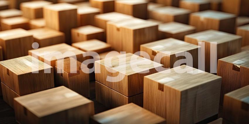 Rows of neatly stacked wooden pallets fill a vast warehouse, ready to be shipped to their destinations, fueling the global supply chain
