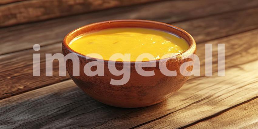 A bowl of smooth, golden cheese sauce, ready to be savored, evokes a sense of pure comfort and cheesy goodness