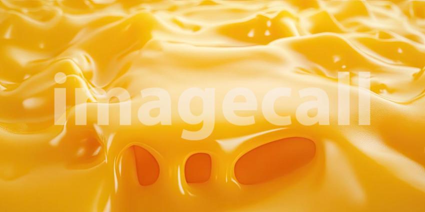 A close-up of a rich and creamy cheese, its surface glistening with a golden hue and dotted with tiny air bubbles, inviting you to savor its decadent texture and flavor