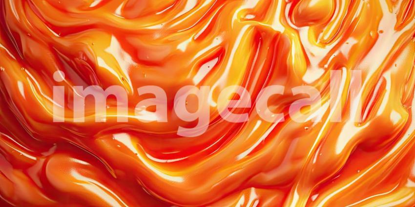 A vibrant abstract art piece created by the playful interplay of ketchup and mustard, showcasing their contrasting colors and textures