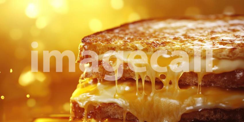 A golden-brown grilled cheese sandwich oozes with melted cheese, creating a mouthwatering spectacle of comfort food perfection