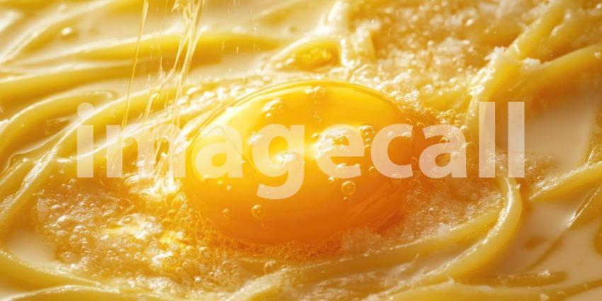 A perfectly fried egg rests atop a bed of golden spaghetti, creating a visually appealing and unexpected culinary masterpiece