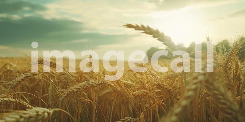 Golden Harvest Beckoning Under a Canvas of Clouds, Where Earth Meets Sky, Wheat Fields Stand Tall