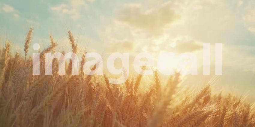 Golden Harvest Beckoning Under a Canvas of Clouds, Where Earth Meets Sky, Wheat Fields Stand Tall