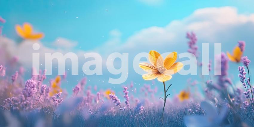 A Solitary Bloom Bathed in the Warm Glow of Sunset, Its Delicate Petals Reaching Towards the Sky