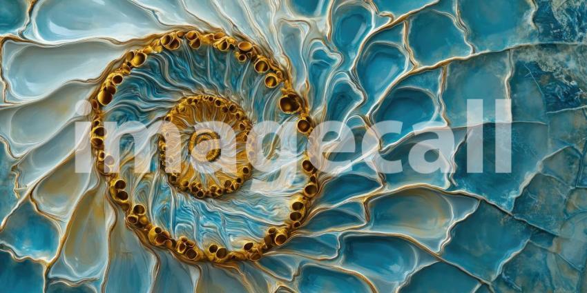 Nature's Abstract Art: A Kaleidoscope of Colors and Patterns in a Cut and Polished Ammonite