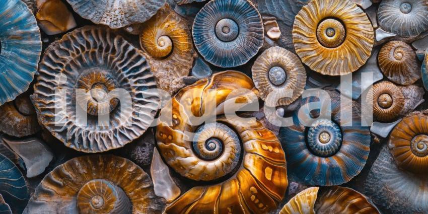 Nature's Abstract Art: A Kaleidoscope of Colors and Patterns in a Cut and Polished Ammonite