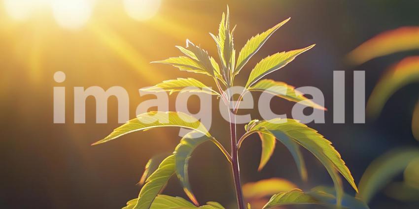 A Sun-Kissed Sprout Reaching for the Light, Bathed in the Golden Rays of a Setting Sun