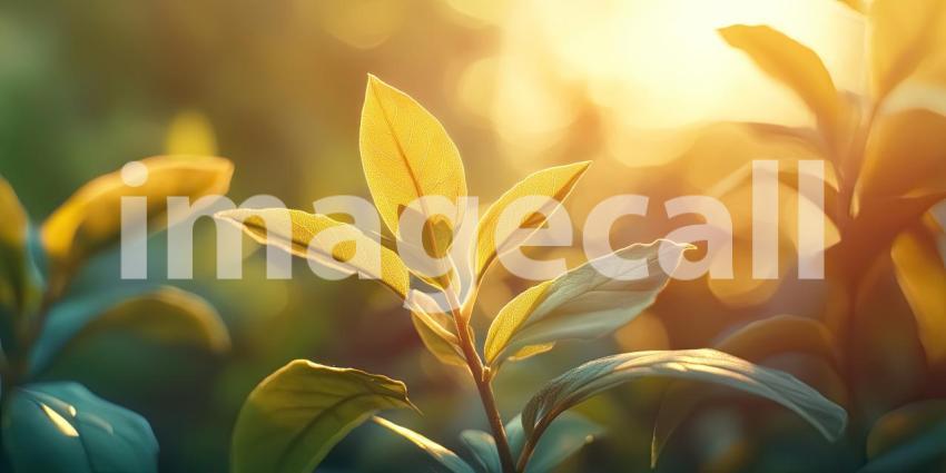A Sun-Kissed Sprout Reaching for the Light, Bathed in the Golden Rays of a Setting Sun