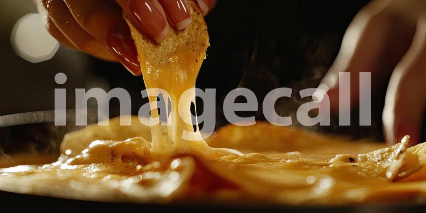 A Cheesy, Decadent Indulgence: Homemade Nachos oozing with Melted Cheese and Topped with Fresh Cilantro