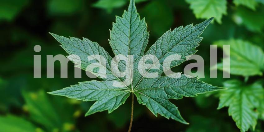 A Single Maple Leaf, Vibrant Green and Bathed in Sunlight
