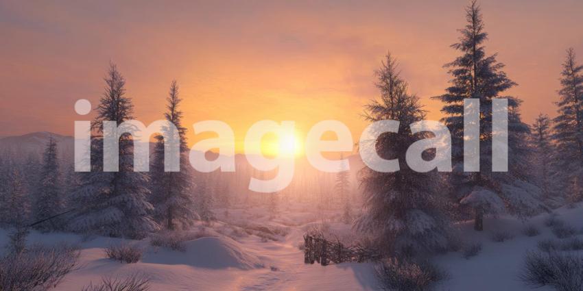 A Path Through a Winter Wonderland, Where Sunlight Filters Through Bare Branches and Snow-Dusted Trees
