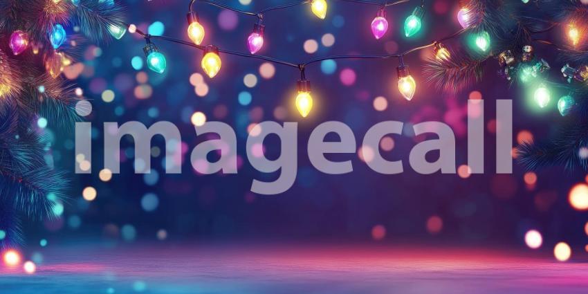 A Festive Symphony of Red and Gold: Christmas Ornaments Gleam Against a Backdrop of Sparkling Lights