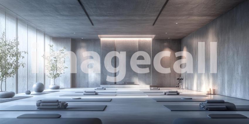A Sanctuary of Tranquility: A Serene Yoga Studio Bathed in Soft Light