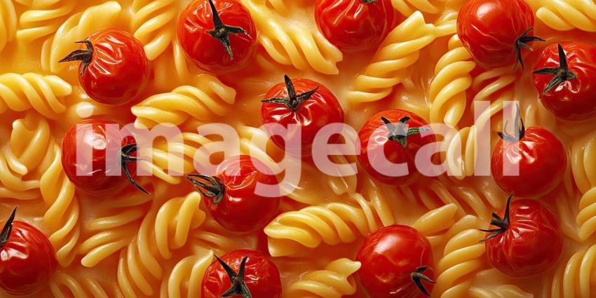 A Symphony of Colors: Rotini Pasta Twists with Cherry Tomatoes, Ready for a Flavorful Feast