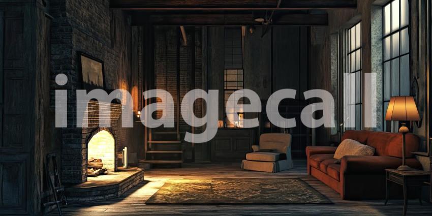 A Luxurious Retreat: A Modern Living Room with a Grand Fireplace and Opulent Furnishings