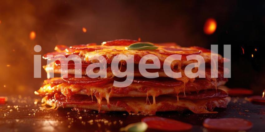 A Cheesy Symphony: A Close-Up of Pepperoni Pizza Slices, Ready to Satisfy Any Craving