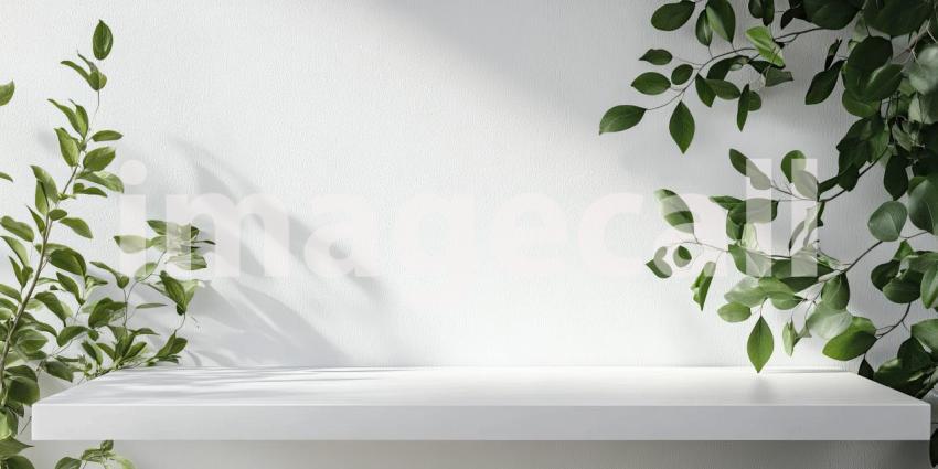 A Verdant Oasis: Sunlight Dappling through Lush Foliage, Casting Shadows on a Serene Wall