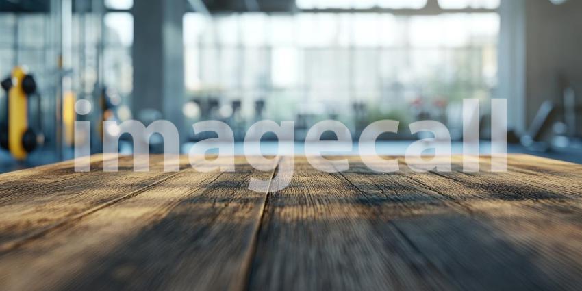 A Workout View: A Wooden Deck Overlooks a Modern, Well-Equipped Gym with Large Windows