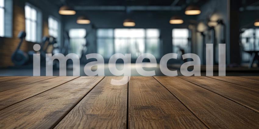 A Workout View: A Wooden Deck Overlooks a Modern, Well-Equipped Gym with Large Windows