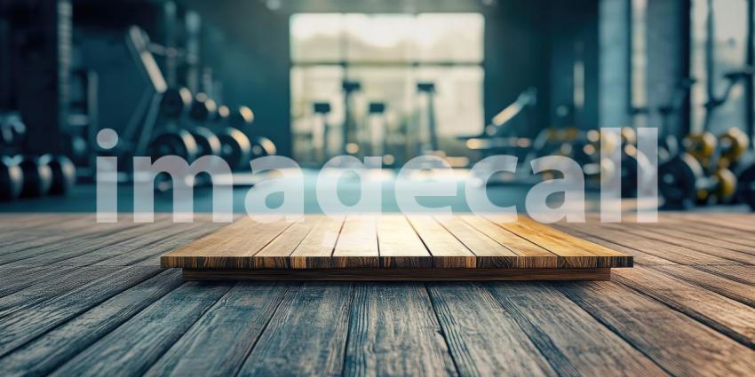 A Workout View: A Wooden Deck Overlooks a Modern, Well-Equipped Gym with Large Windows